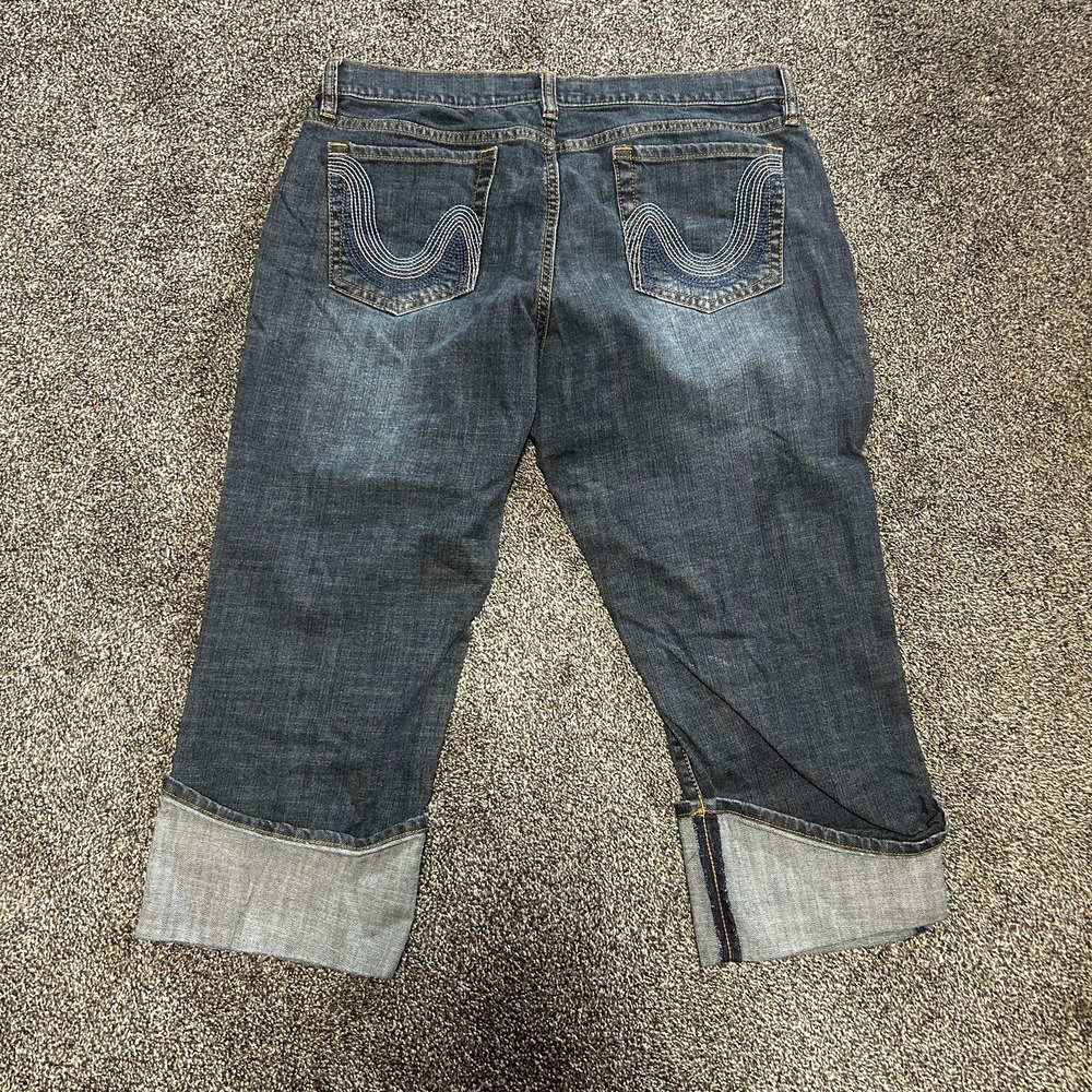 Daisy Fuentes Capri Jeans Women 14 Blue Excellent Dark Wash Cuffed Denim - Picture 3 of 5